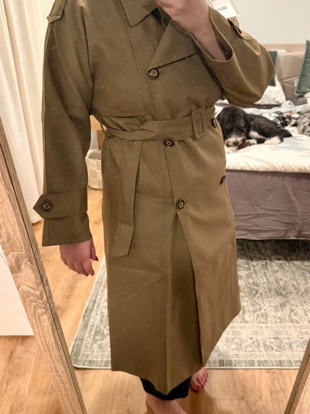Classic Long Double-Breasted Women Trench Coat with Belt Spring Fall - Picture 8 of 10